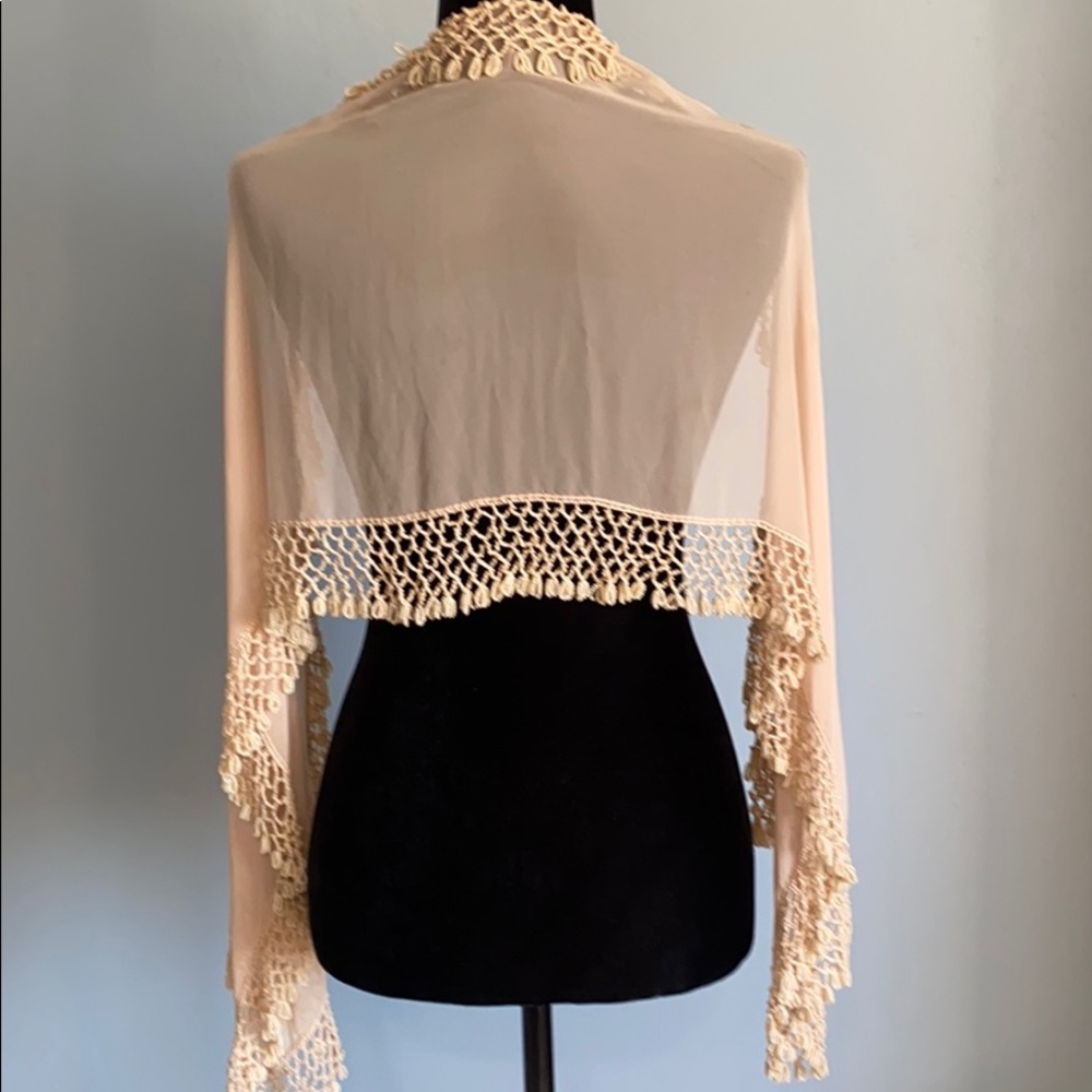Vintage Nude Beaded Shawl